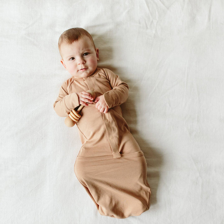 Goumi 24 Hour Convertible Sleeper Baby Gown - Sandstone
