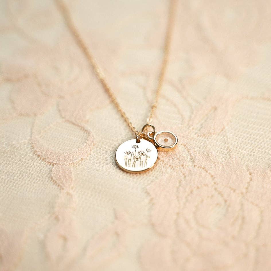 Mauve Jewelry Co. Poppy Necklace with Mustard Seed