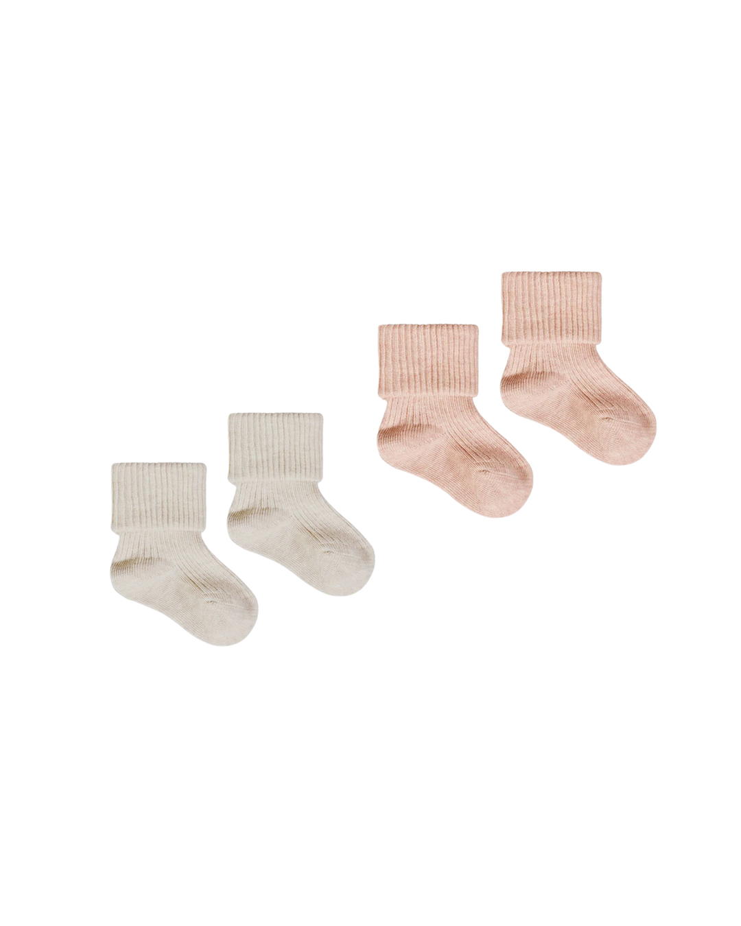 Quincy Mae Melange Socks - Oatmeal, Rose