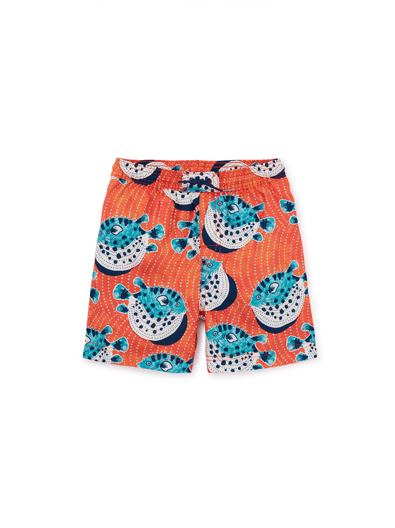 Tea Collection Mid-Length Swim Trunks - Batik Watamu Puffer Fish