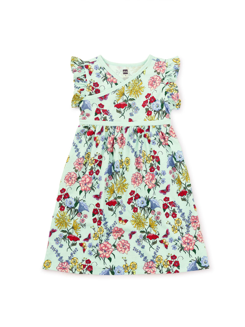 Tea Collection Wrap Neck Dress - Intricate Lyrical Floral