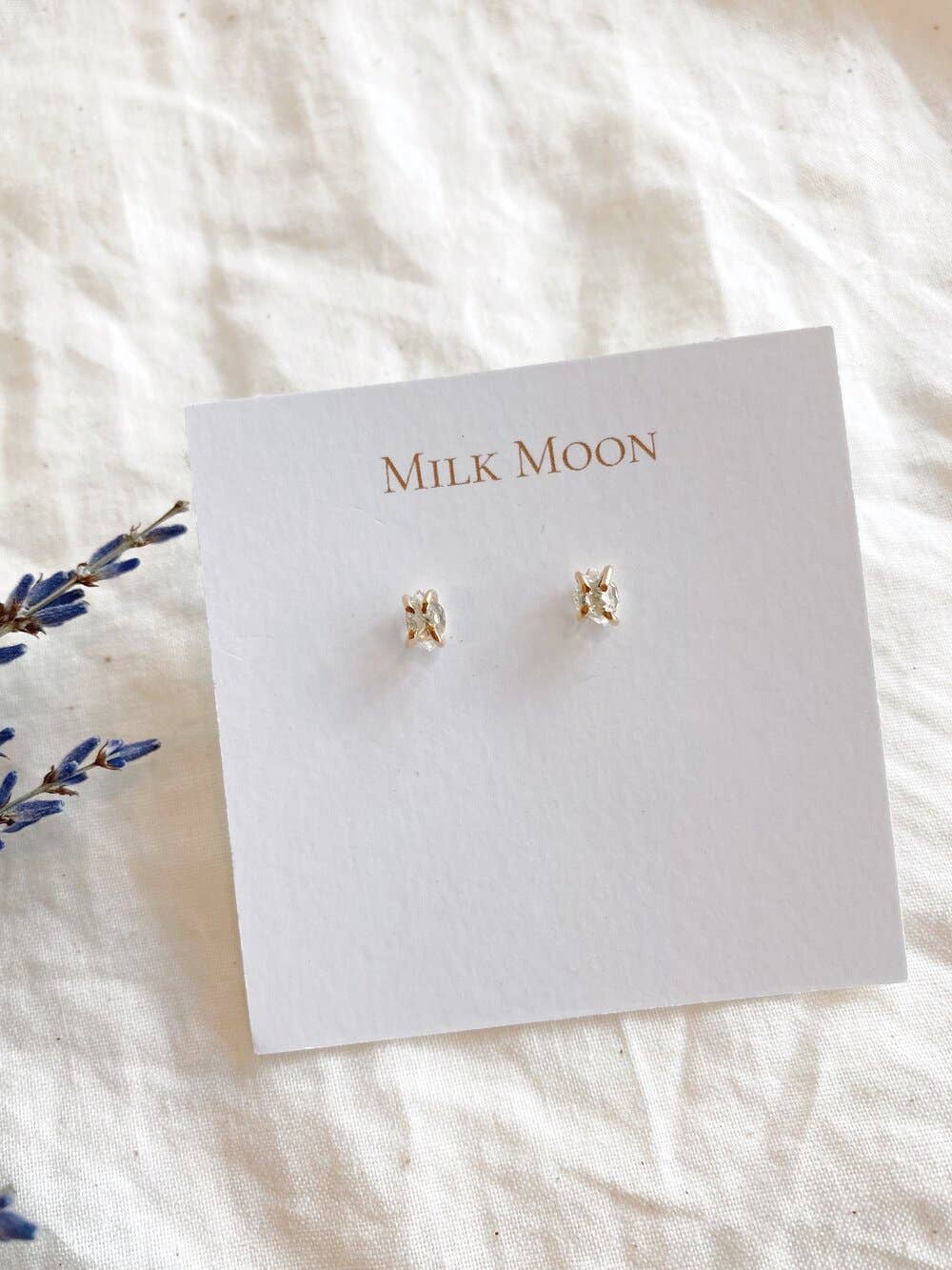 Milk Moon Herkimer Diamond Studs