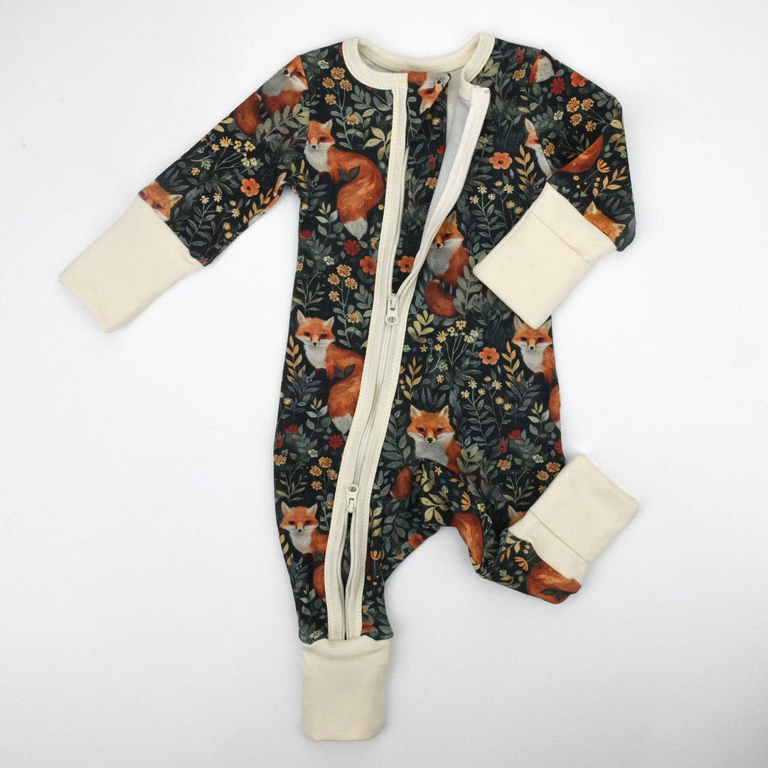 Earthy Organic Cotton Baby Pajamas 2-Way Zip Front Zipper Sleeper - Ebony