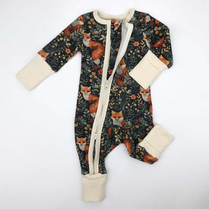 Earthy Organic Cotton Baby Pajamas 2-Way Zip Front Zipper Sleeper - Ebony
