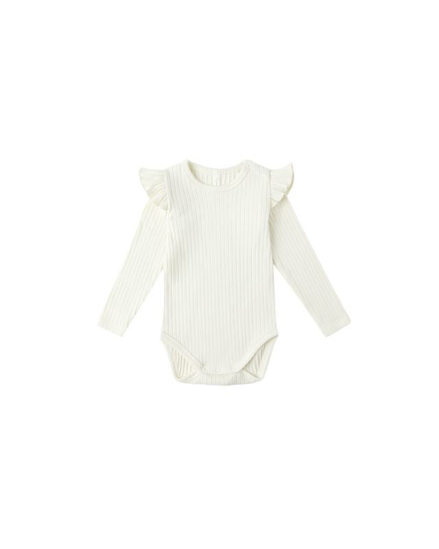 Rylee + Cru Shoulder Ruffle Bodysuit - Ivory