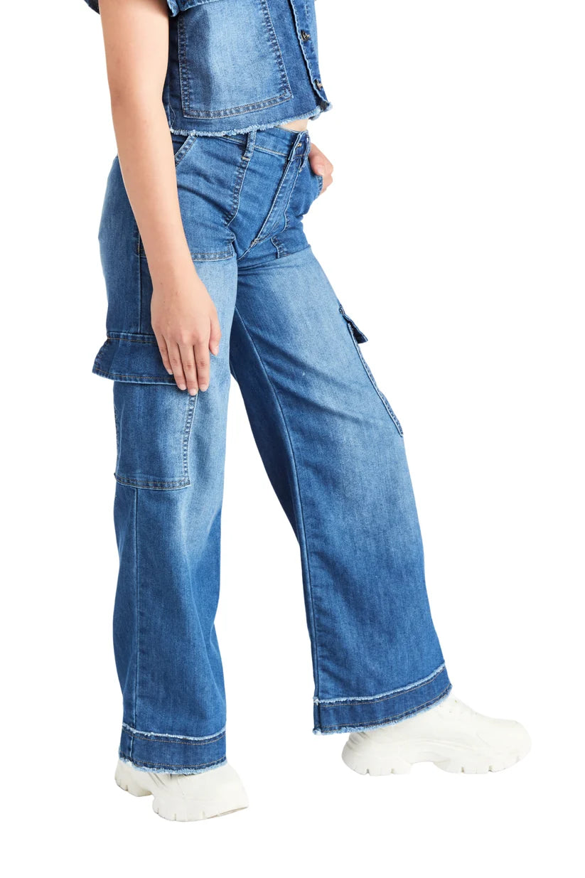 Tractr Cargo Pants - Medium Indigo