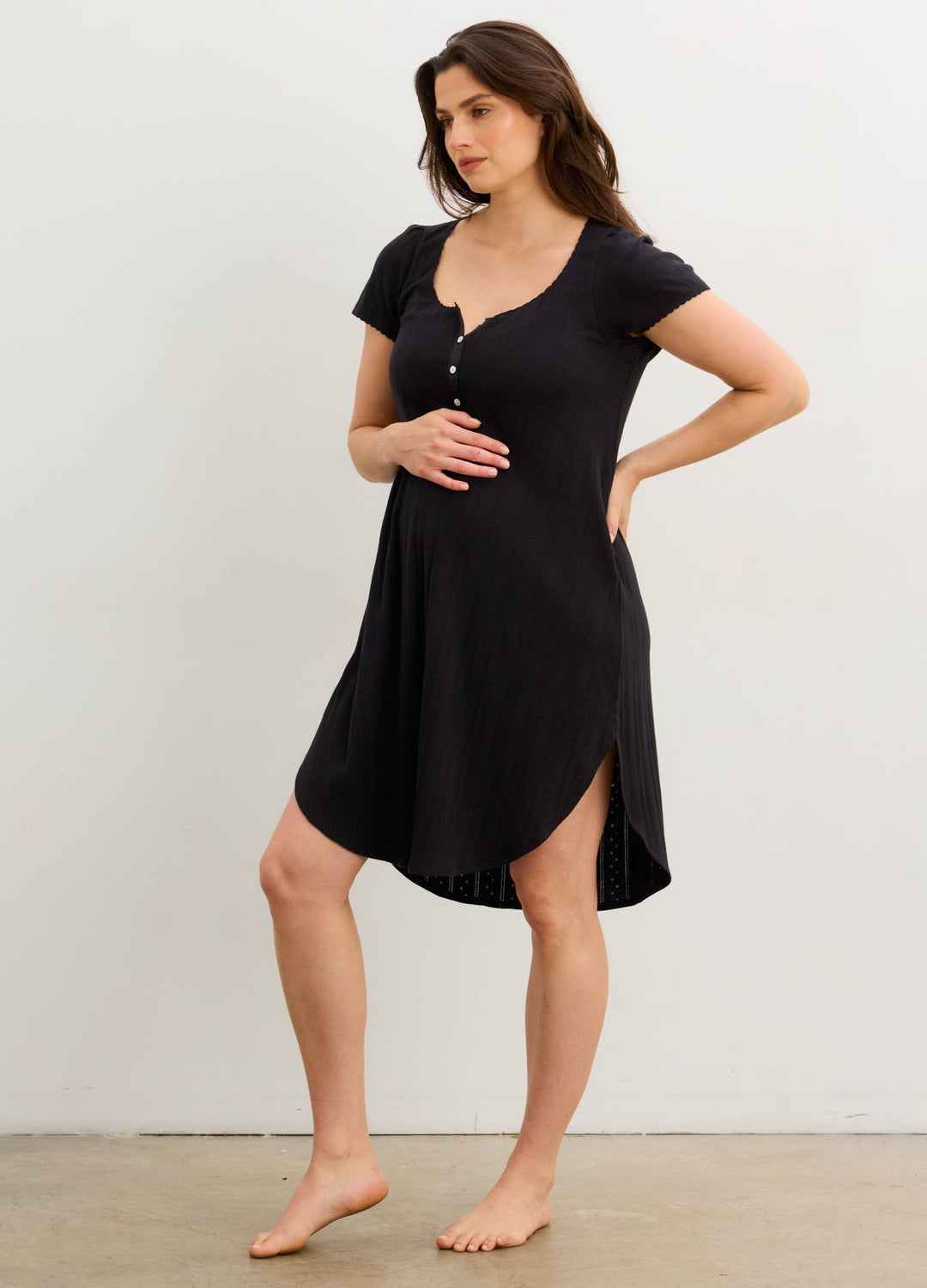Hatch Collection The Pointelle Maternity Nursing Friendly Nightgown