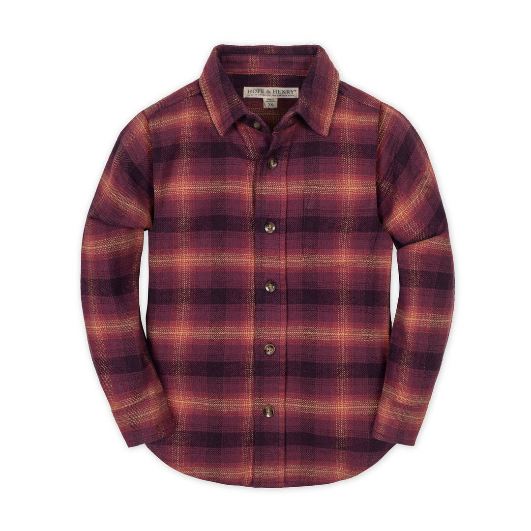 Hope And Henry Organic Flannel Shirt - Sugar Plum Plaid
