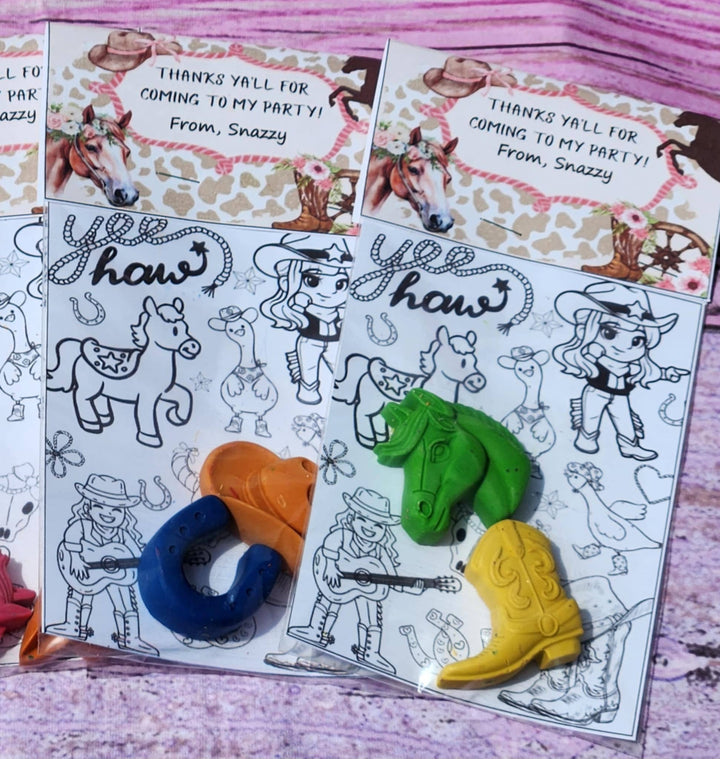 Snazzy Crayons Cowgirl Crayon Coloring Kit Western Birthday Party Favor