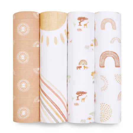 Aden + Anais Boutique 100% Cotton Muslin Swaddle Blanket 4 Pack - Keep Rising