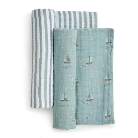 Aden + Anais Organic Cotton Muslin Swaddle Blanket 2 Pack - Sailing Seas