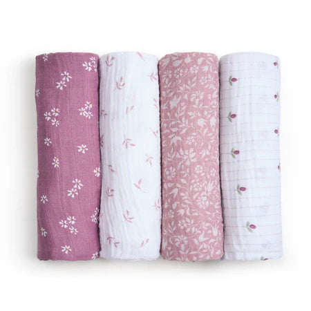 Aden + Anais Organic Cotton Muslin Swaddle Blanket 4 Pack - Heritage Floral