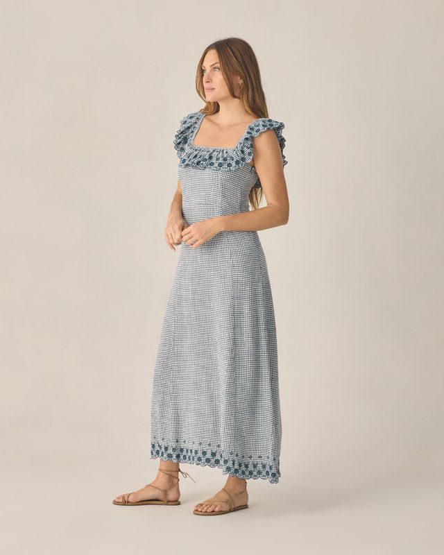 Rylee + Cru Women's Bianca Dress - Marine Gingham