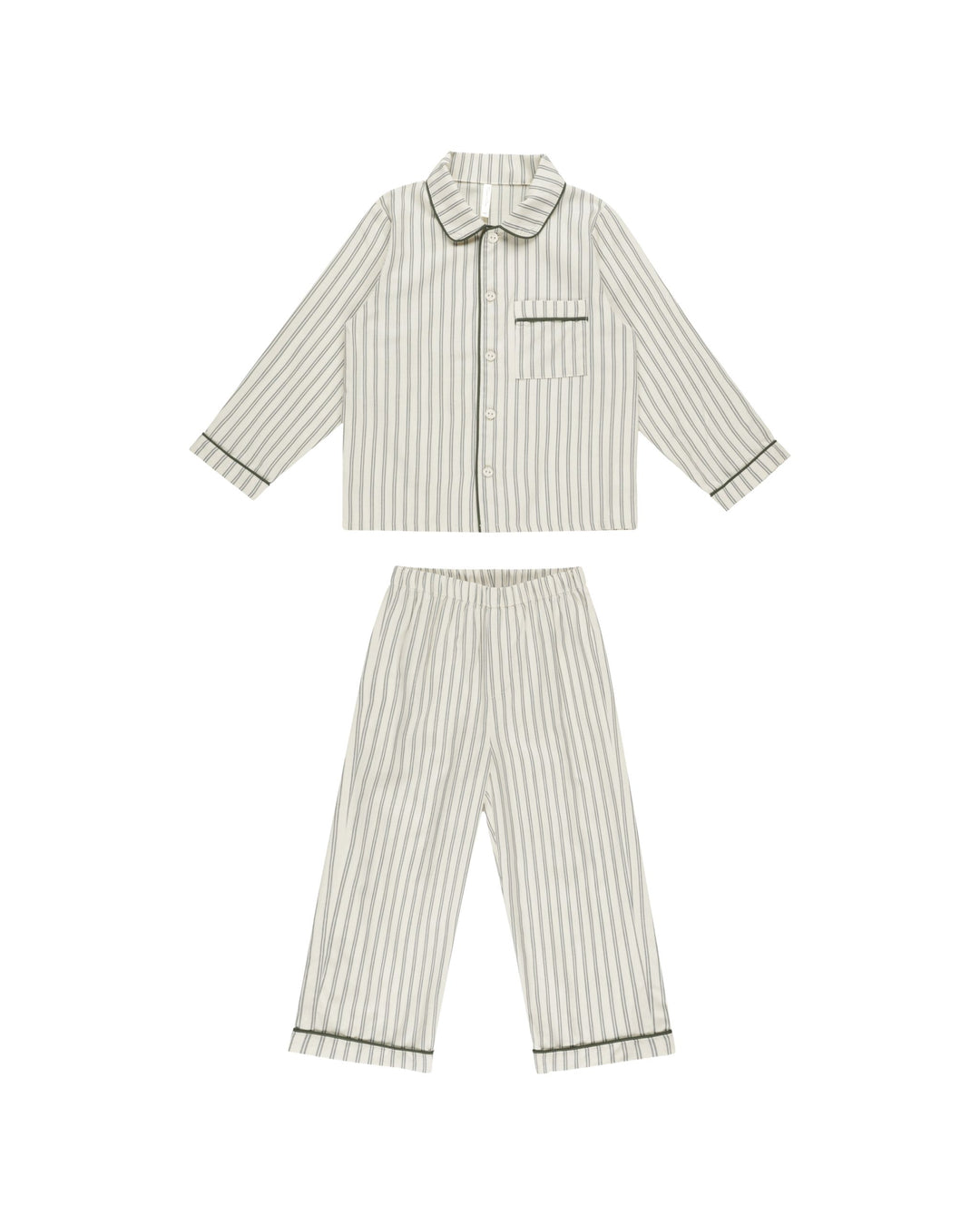 Rylee + Cru Long Sleeve Pajamas - Forest Pinstripe