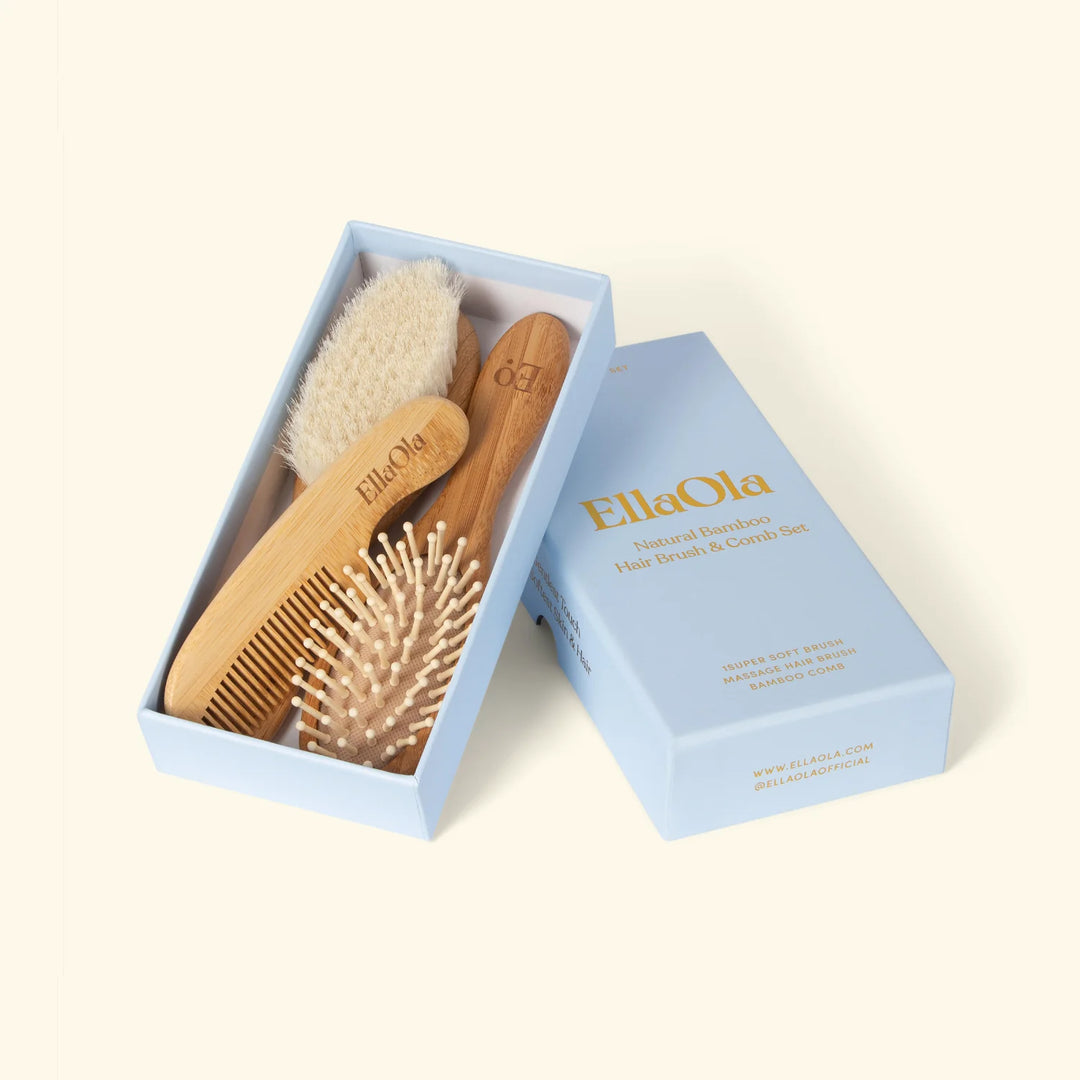 Ella Ola 3-Piece Natural Bamboo Hair Brush & Comb Set