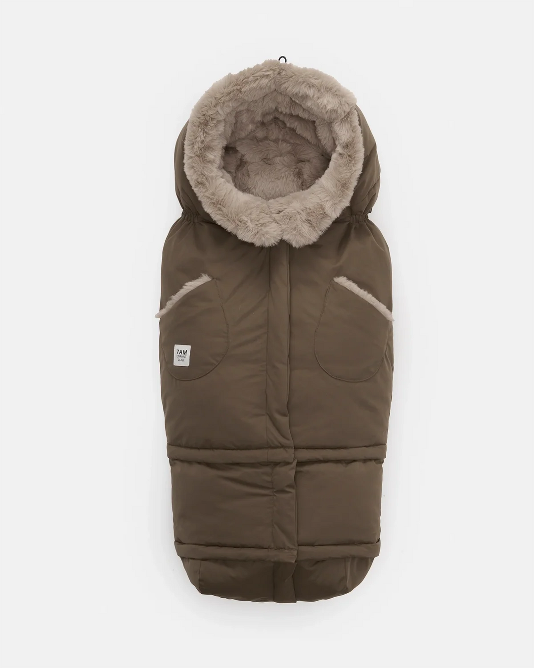 7AM Enfant Blanket 212 Helsinki Collection - Moss Brown/Greige Faux Fur