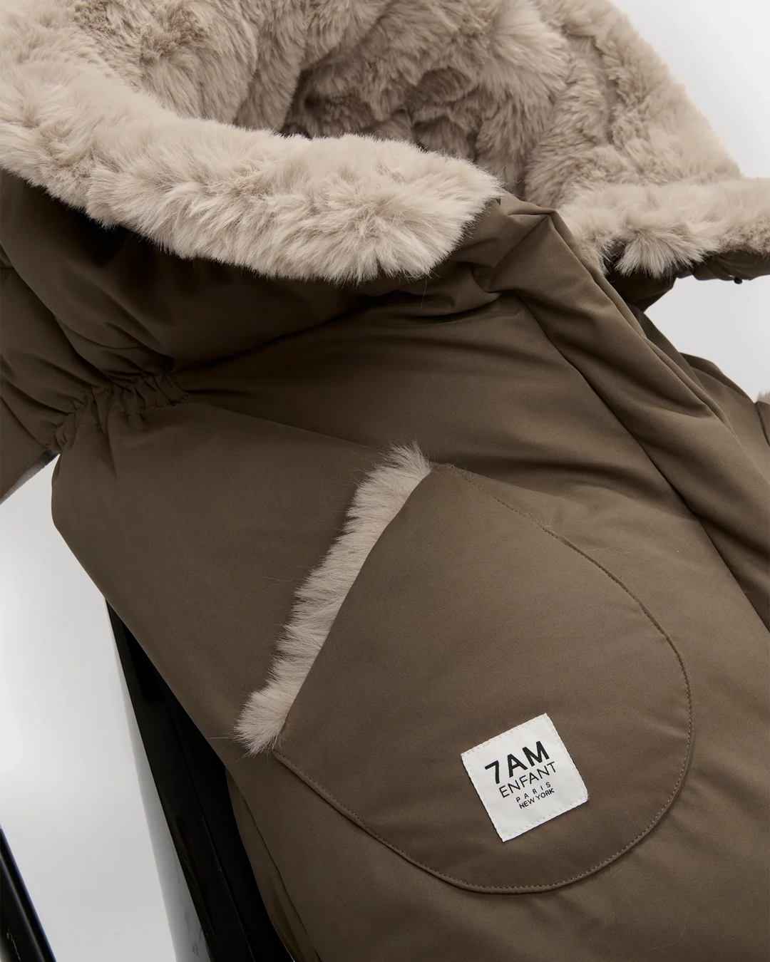 7AM Enfant Blanket 212 Helsinki Collection - Moss Brown/Greige Faux Fur