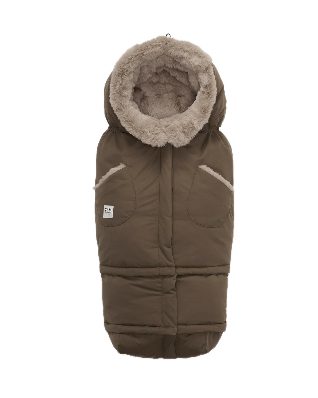 7AM Enfant Blanket 212 Helsinki Collection - Moss Brown/Greige Faux Fur