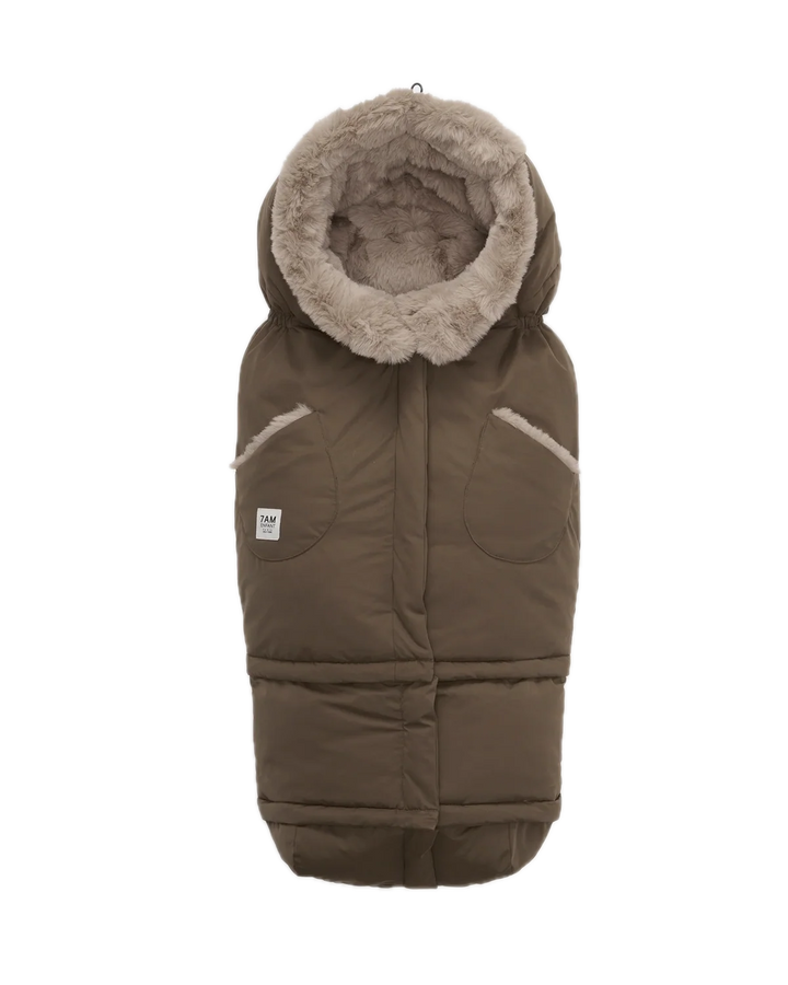 7AM Enfant Blanket 212 Helsinki Collection - Moss Brown/Greige Faux Fur