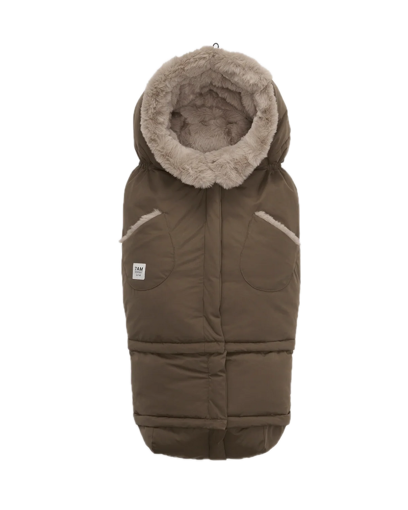 7AM Enfant Blanket 212 Helsinki Collection - Moss Brown/Greige Faux Fur