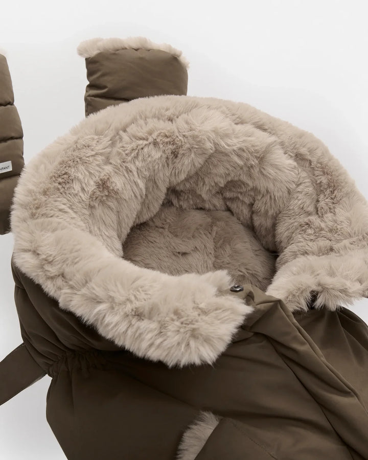 7AM Enfant Blanket 212 Helsinki Collection - Moss Brown/Greige Faux Fur