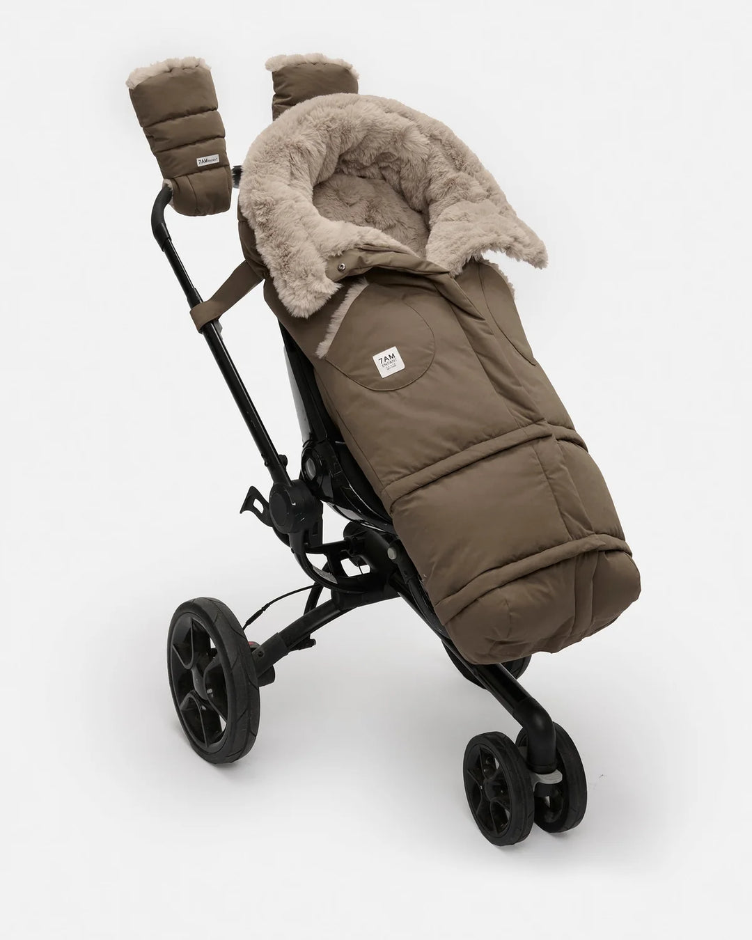 7AM Enfant Blanket 212 Helsinki Collection - Moss Brown/Greige Faux Fur