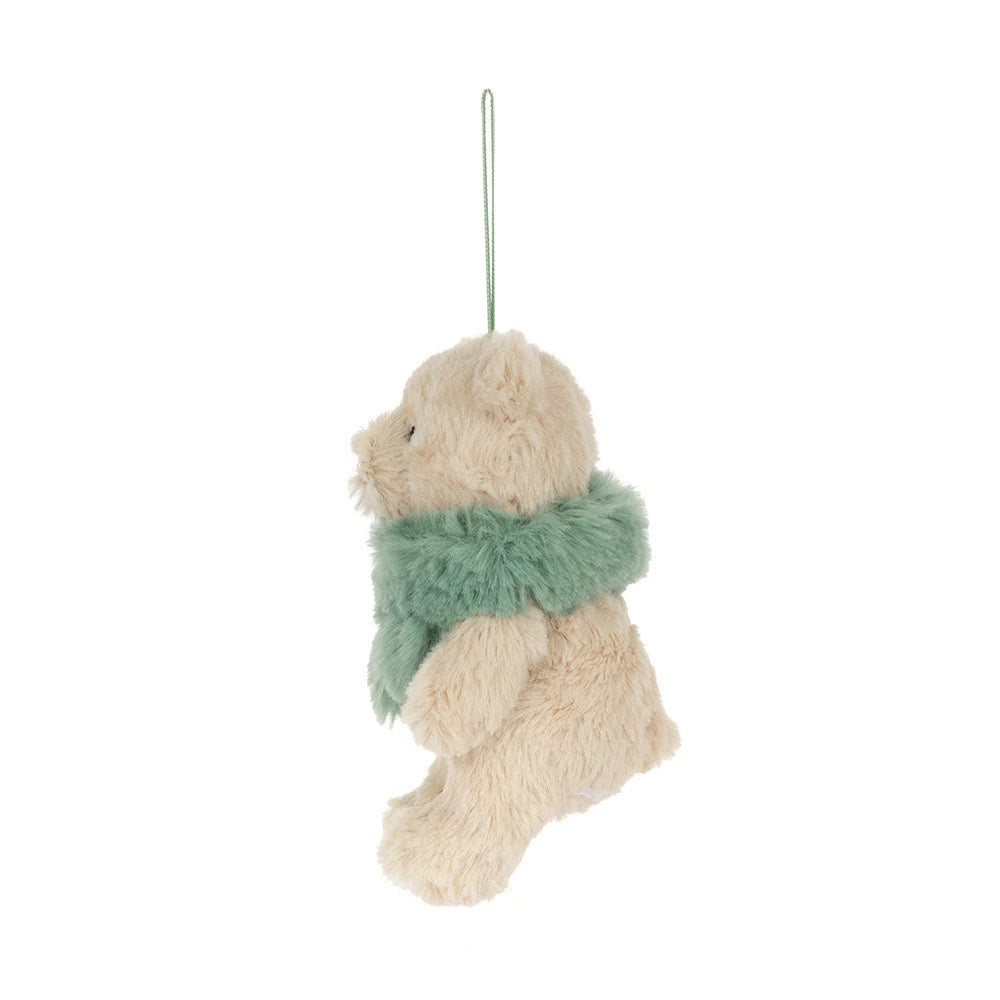 Jellycat Bartholomew Bear Jr. Winter Warmer Decoration - Green Scarf