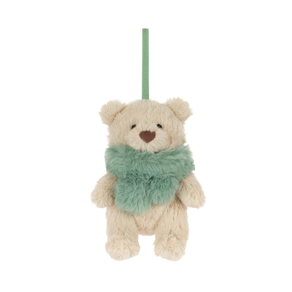 Jellycat Bartholomew Bear Jr. Winter Warmer Decoration - Green Scarf