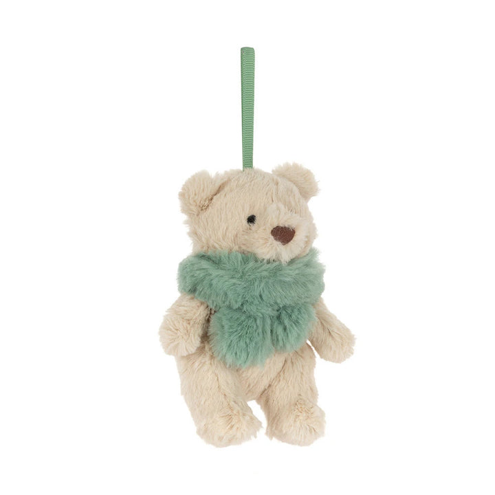 Jellycat Bartholomew Bear Jr. Winter Warmer Decoration - Green Scarf