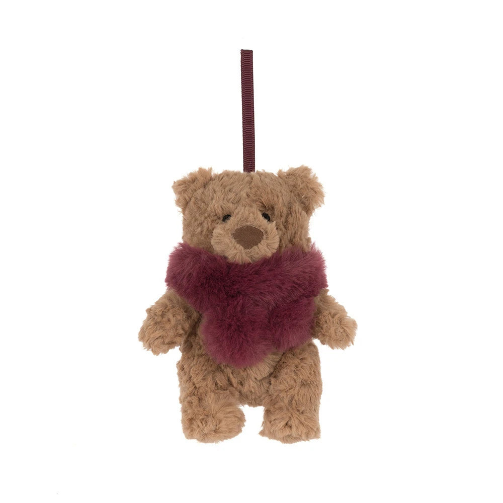 Jellycat Bartholomew Bear Winter Warmer Decoration - Red Scarf