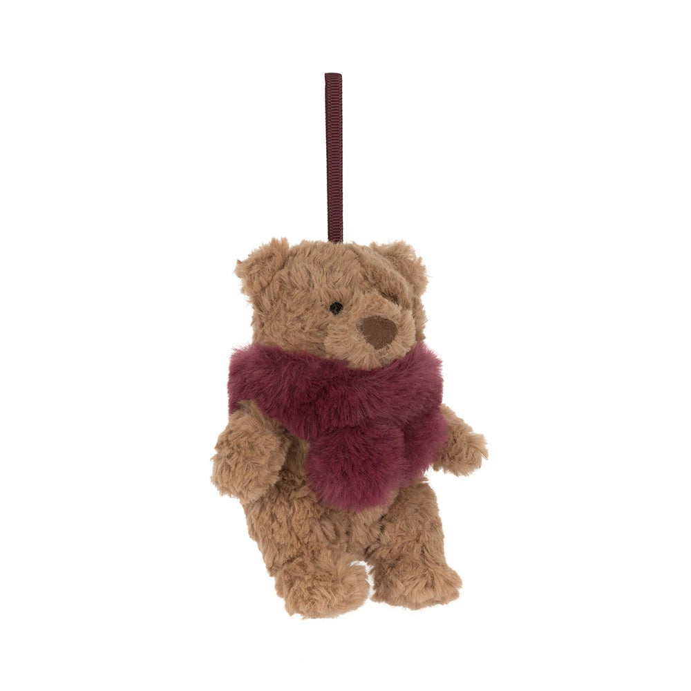 Jellycat Bartholomew Bear Winter Warmer Decoration - Red Scarf