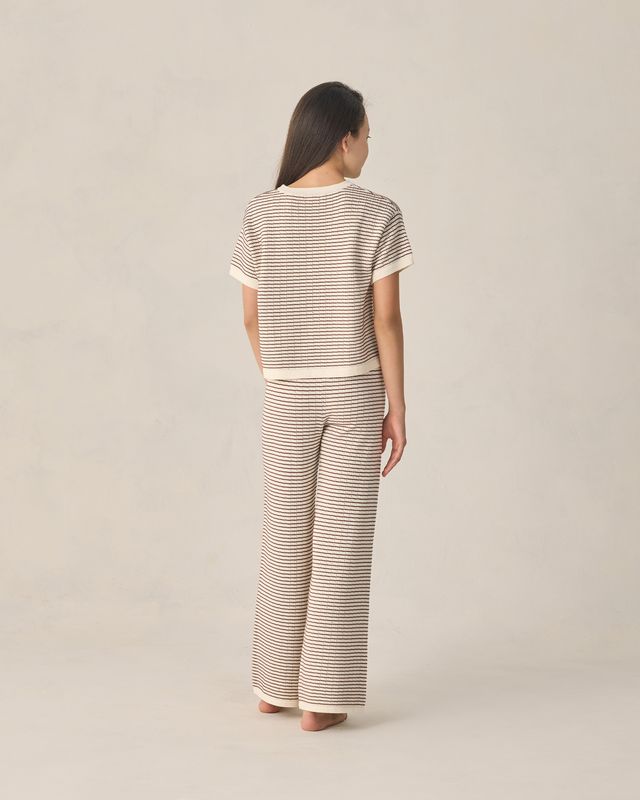 Rylee + Cru Teen Knit Wide Leg Pant - Chocolate Stripe