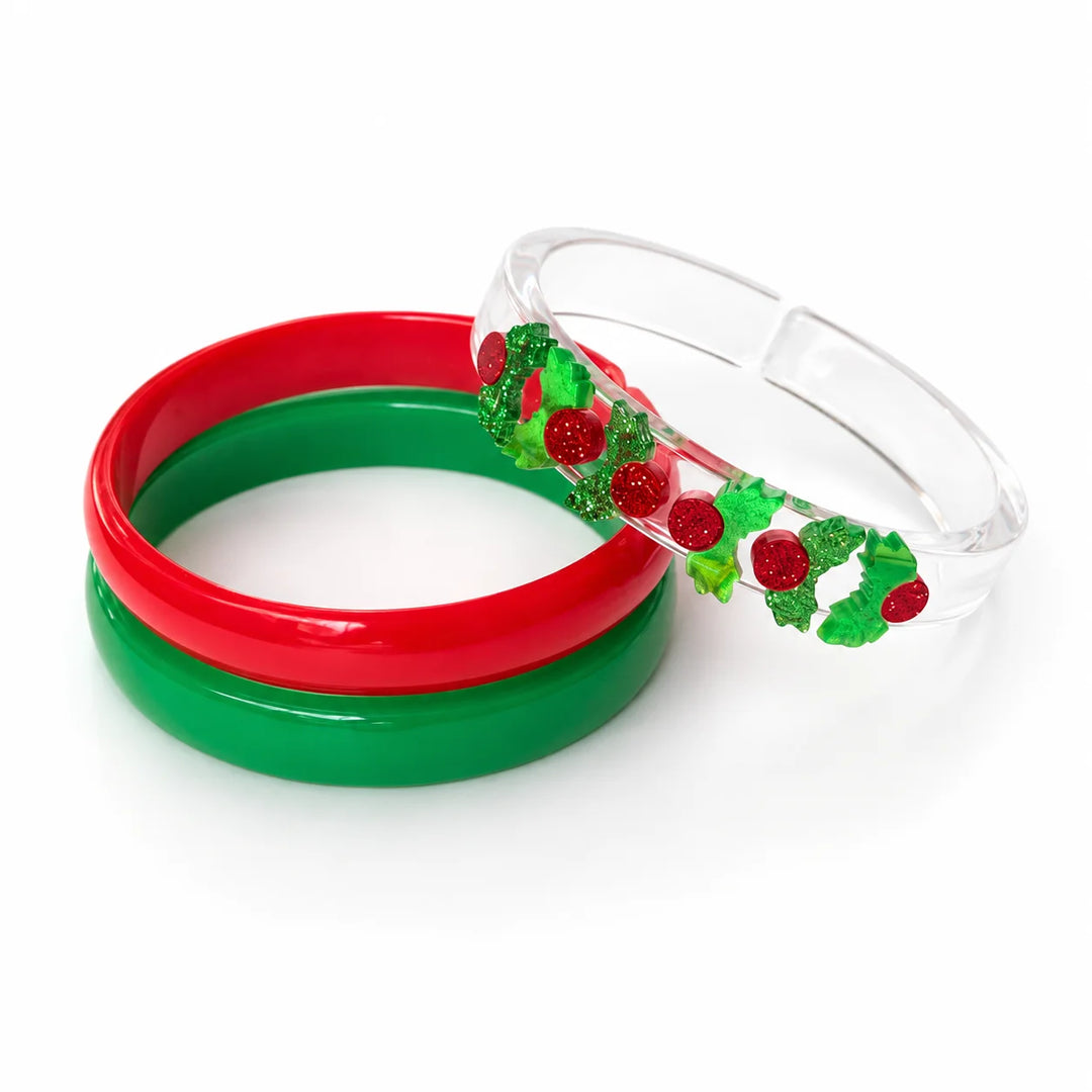 Lilies & Roses Holly Berry Glitter Bangles