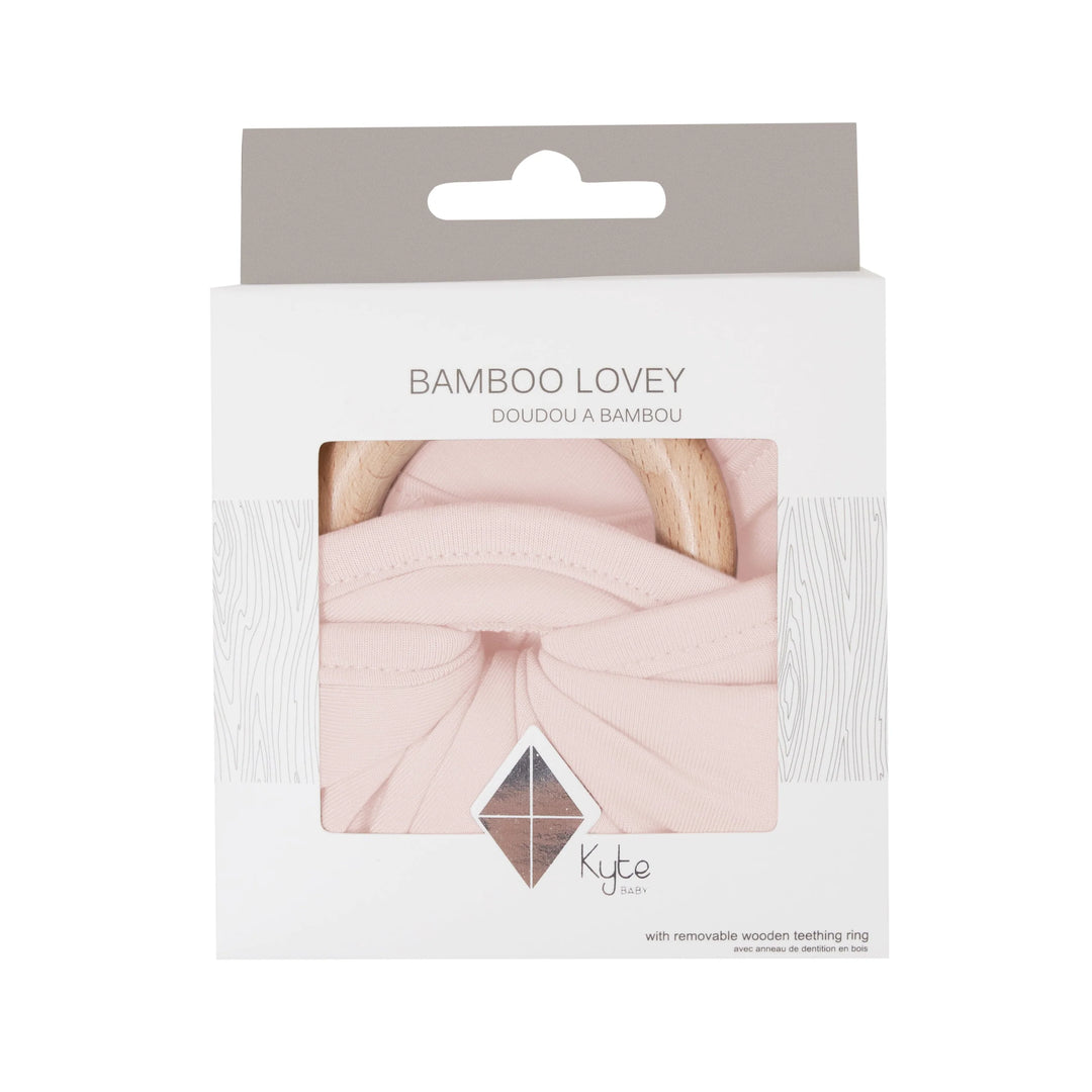 Kyte Baby Lovey with Removable Wooden Teething Ring - Blush