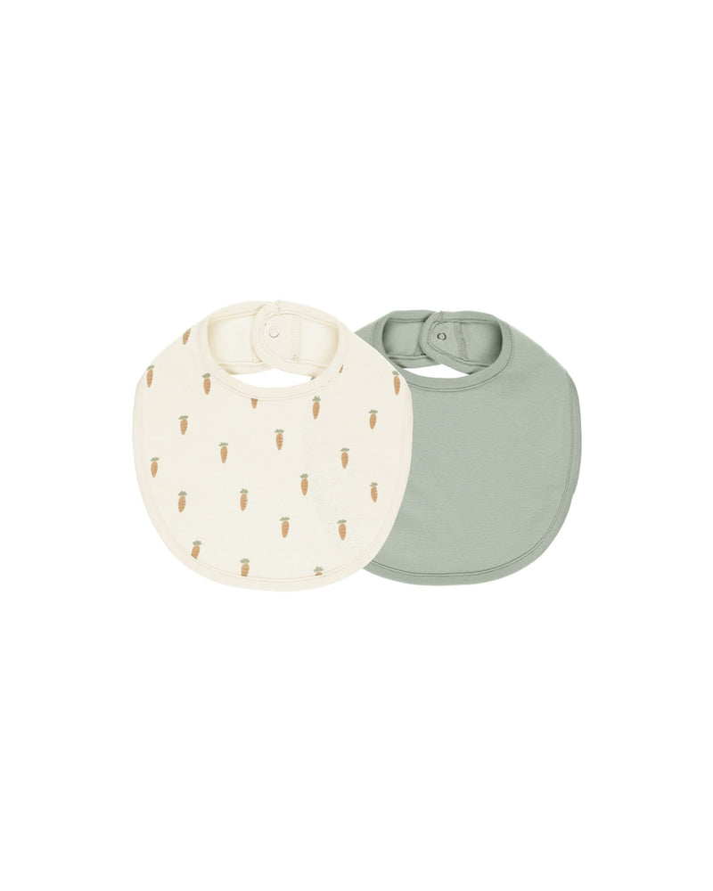 Quincy Mae Jersey Snap Bib 2 Pack - Carrots, Sage