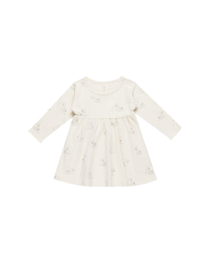 Quincy Mae Long Sleeve Baby Dress - Swans