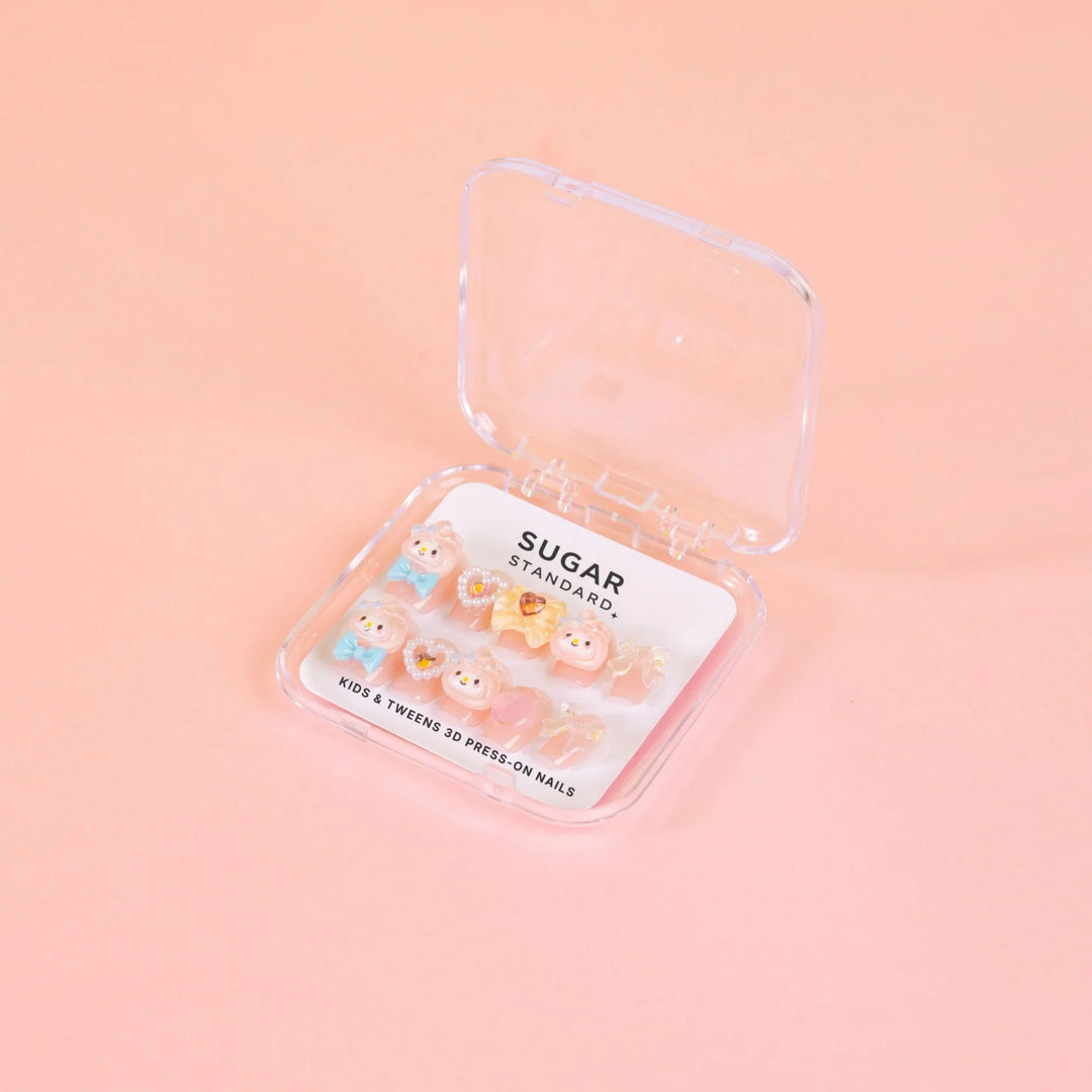 Sugar Standard Tween 3D Press-On Nails – Bow & Bunny