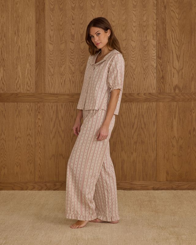 Rylee + Cru Womens Ruffle Pajamas - Candy Cane Stripe