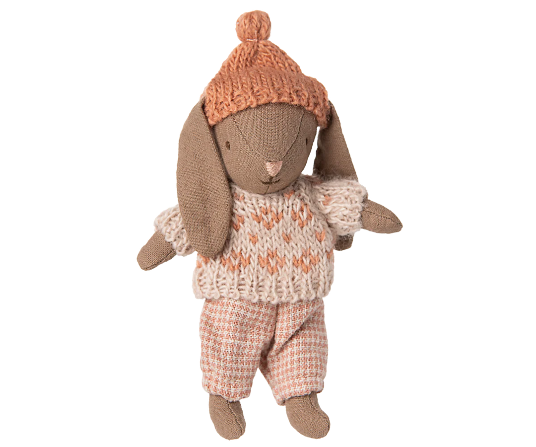 Maileg Winter Bunny, Micro - Brown Rose