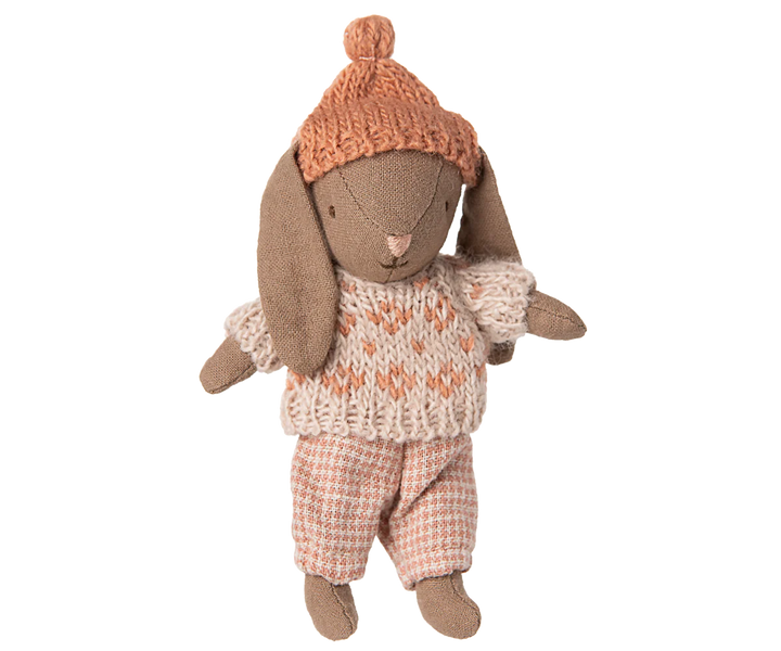 Maileg Winter Bunny, Micro - Brown Rose