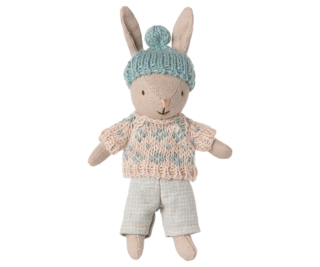Maileg Winter Rabbit, Micro - Sand Mint
