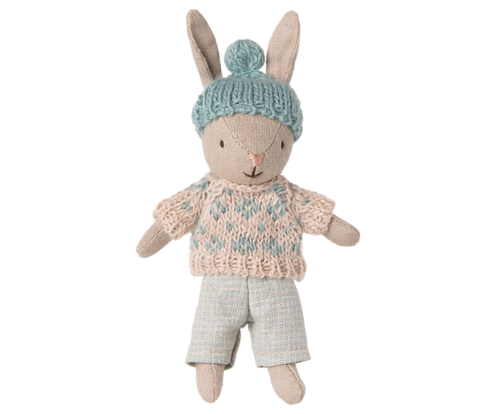Maileg Winter Rabbit, Micro - Sand Mint