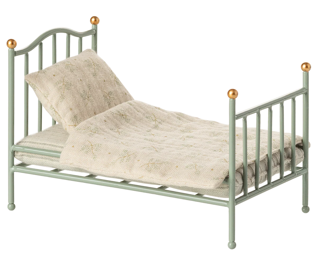 Maileg Vintage Single Bed, Mouse - Mint