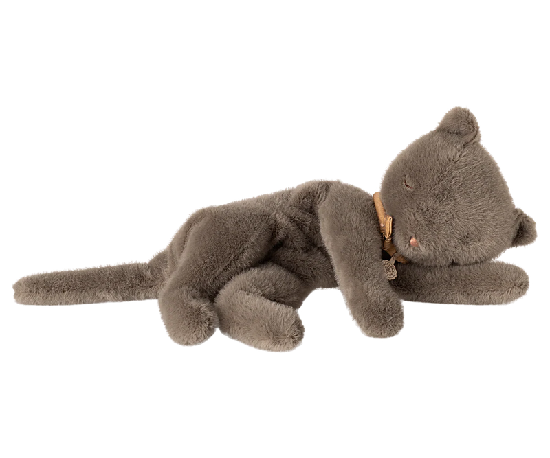 Maileg Sleeping Kitten Plush - Medium Grey
