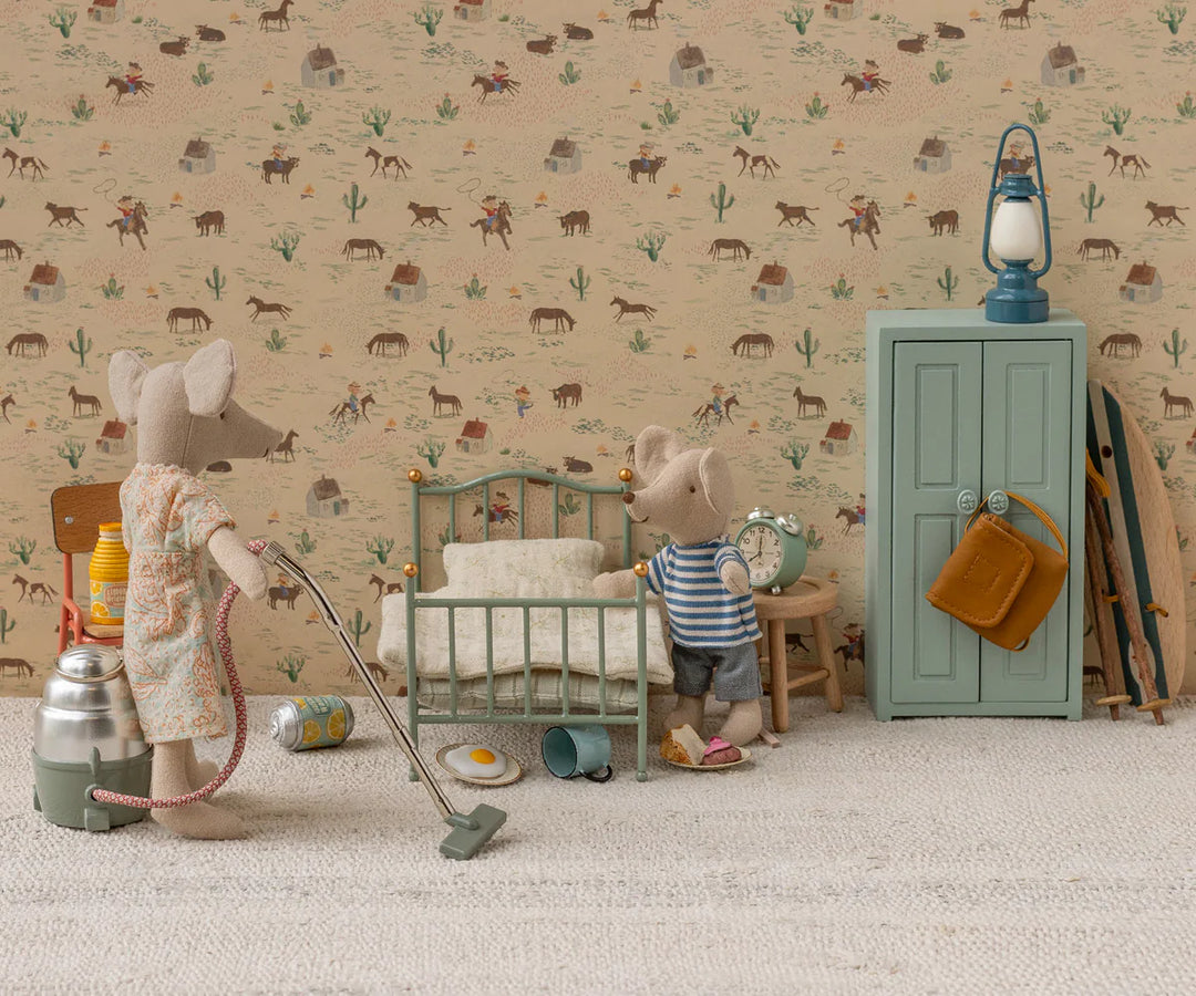 Maileg Vintage Single Bed, Mouse - Mint