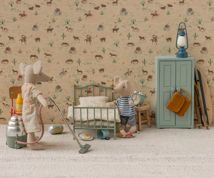 Maileg Vintage Single Bed, Mouse - Mint