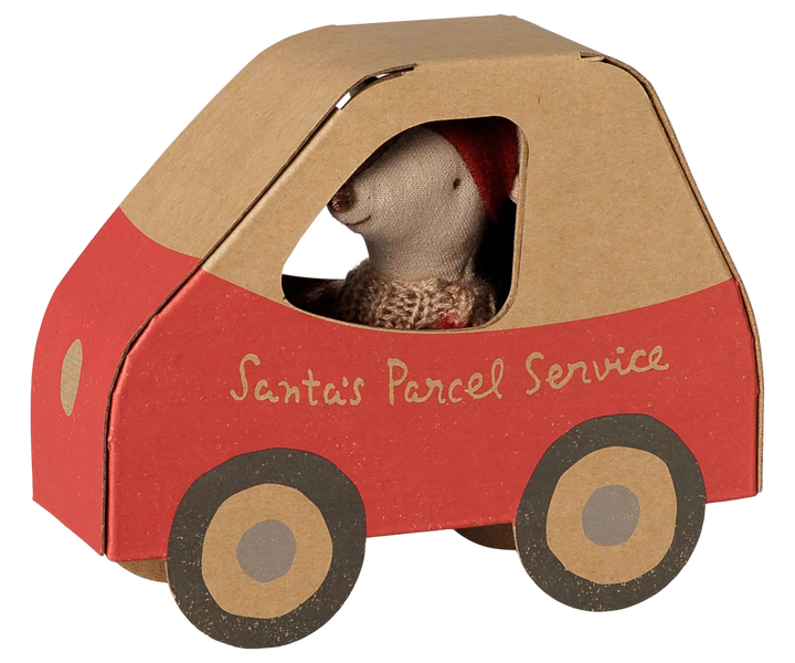 Maileg Christmas Mouse, Little Sister In Car Box