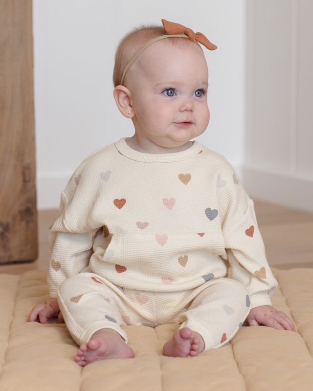 Quincy Mae Waffle Sweater Set - Confetti Heart