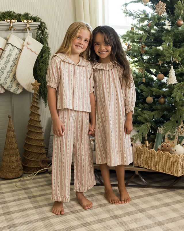 Rylee + Cru Ruffle Pajamas - Candy Cane Stripe