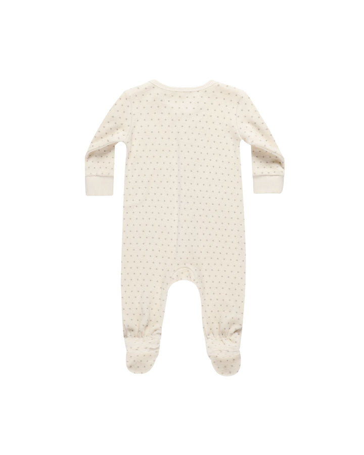 Quincy Mae Velour Hidden Snap Footie - Polka Dot